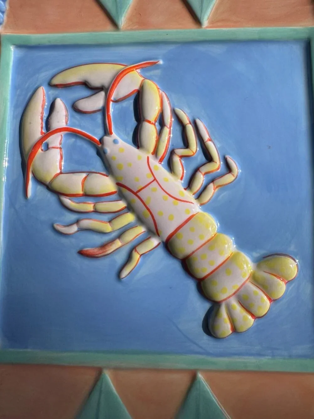 Vintage Shari Erickson Lobster Plate MWW Market Ceramic Coastal Decor